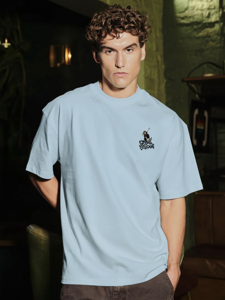 Luixs Man Graphic Printed Drop Shoulder Oversized T-shirt